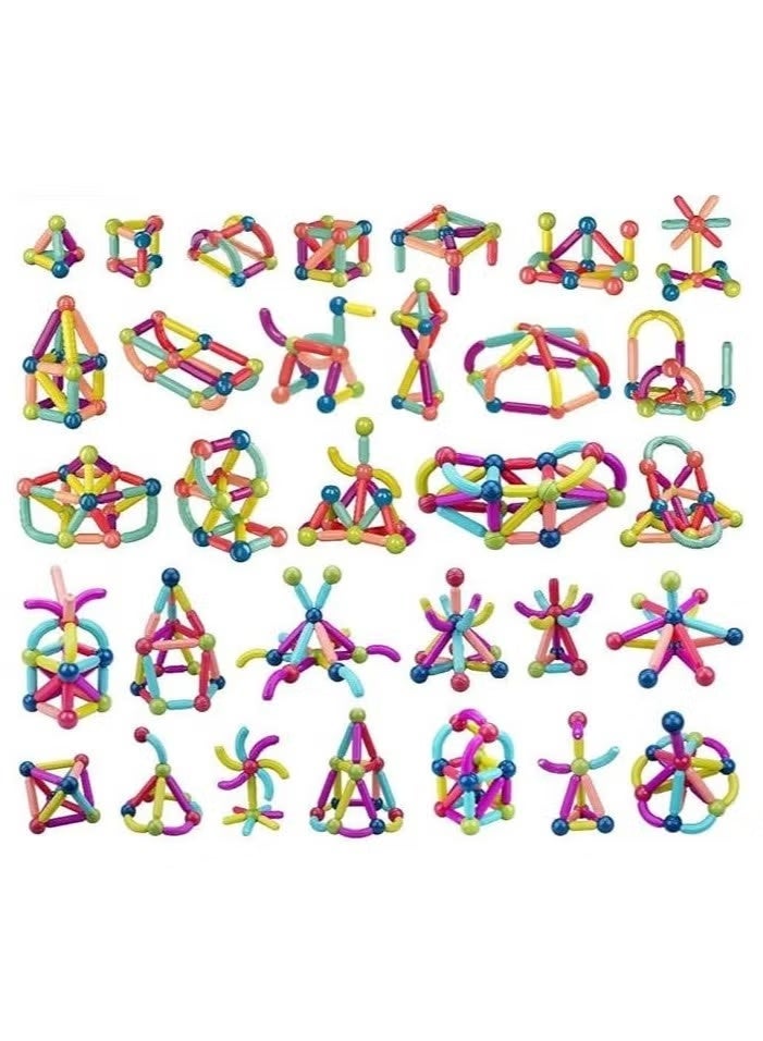 77-PIECE MAGNETIC BUILDING BLOCKS MAGNETIC INTERLOCKING TOY SET: SUITABLE FOR CHILDREN'S stem EDUCATION LEARNING TOYS - mASONTIRO-STYLE FUN INDOOR PRESCHOOL ACTIVITY GIFT, SUITABLE FOR CHILDREN OVER 3 YEARS OLD TO USE - Image 4